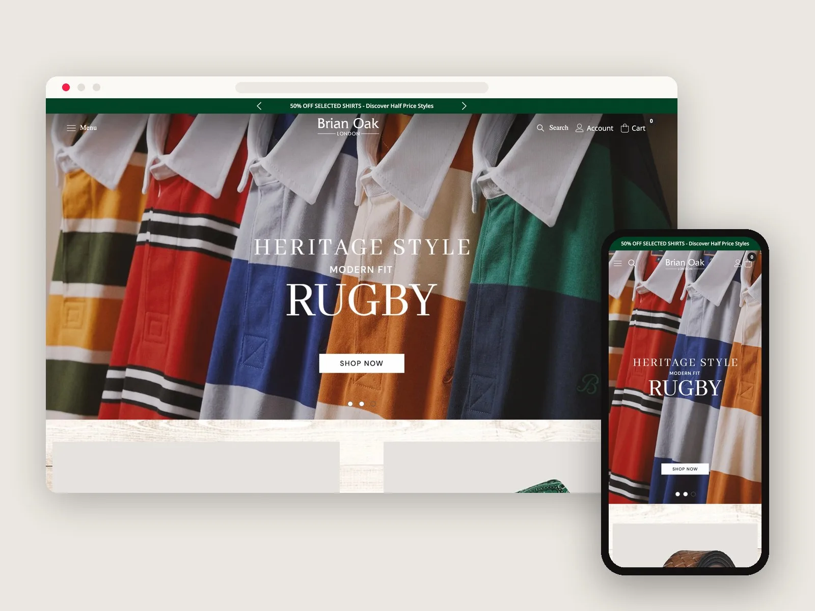 Brian Oak London website on desktop and phone