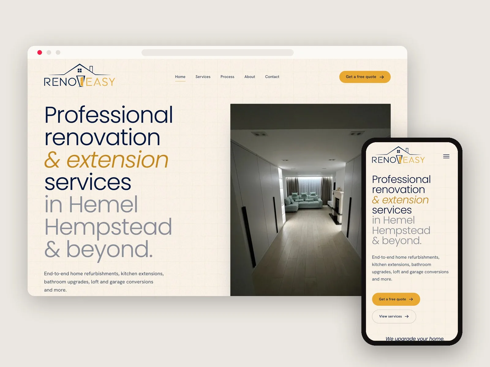 Renoveasy website on desktop and phone